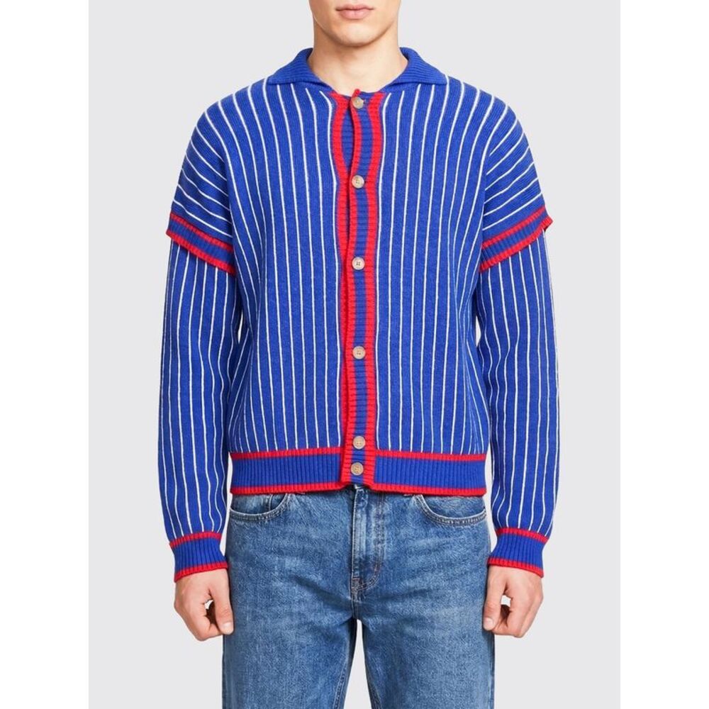 Gcds Men Striped Logo Cotton Cardigan Gcds